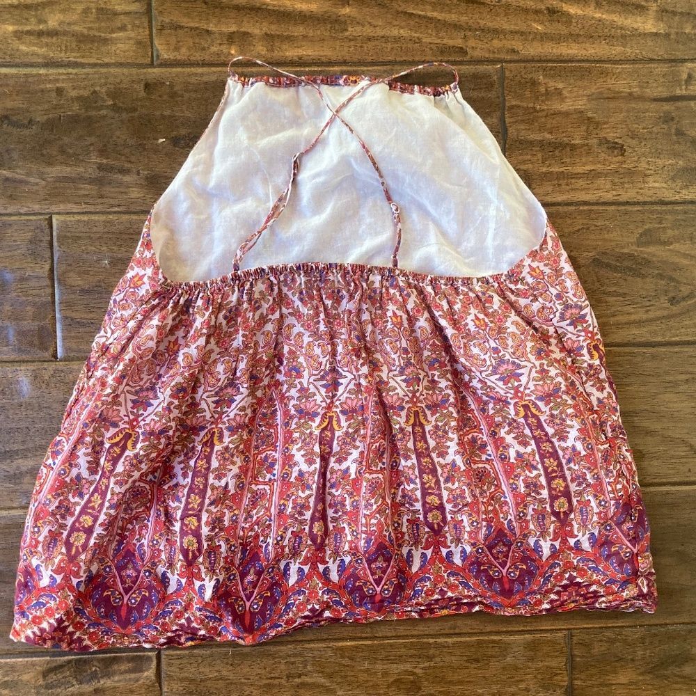 Banana Republic Ramie Halter Tank Small Lined Floral Top Spaghetti Strap - Picture 4 of 9